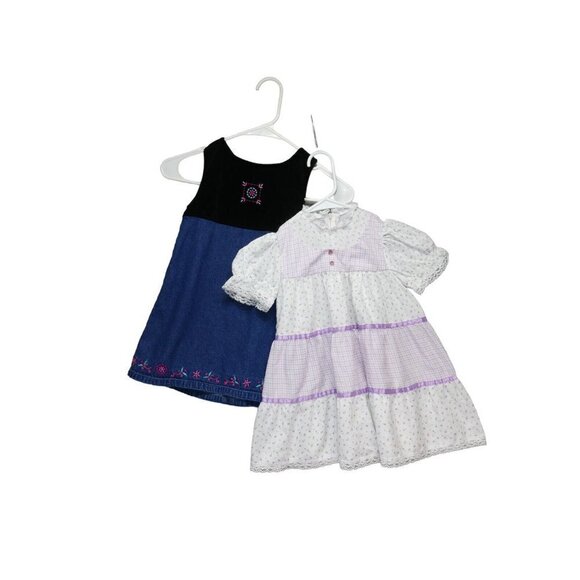 Lot of 2 Vintage Toddler‎ Girl Size 3T Dresses Just Friend and Bow Age - Picture 1 of 9